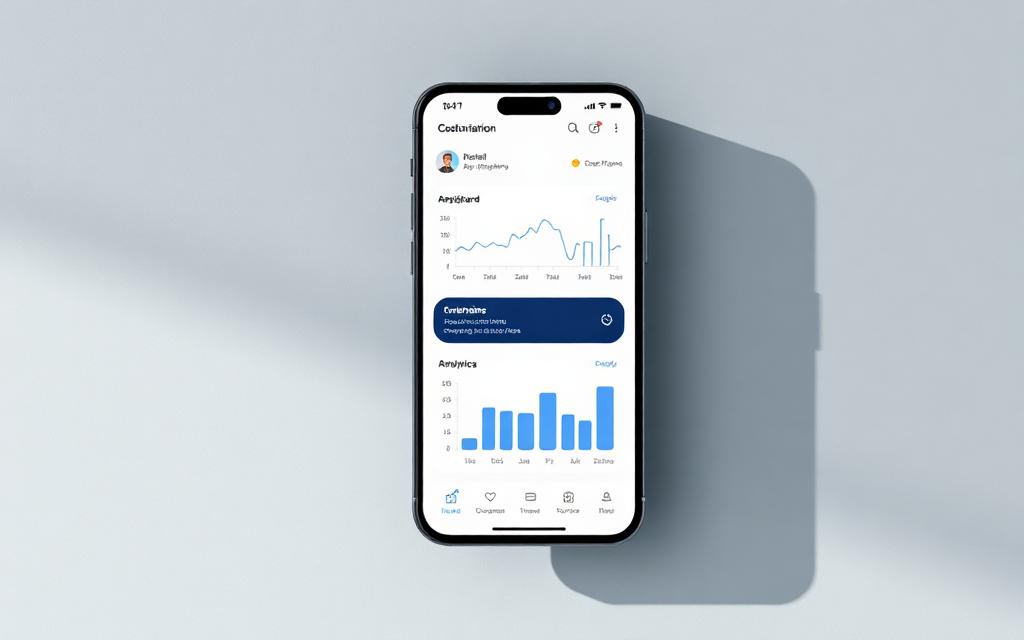 Exempel på en mobilapp med analysvy byggd av webbflow